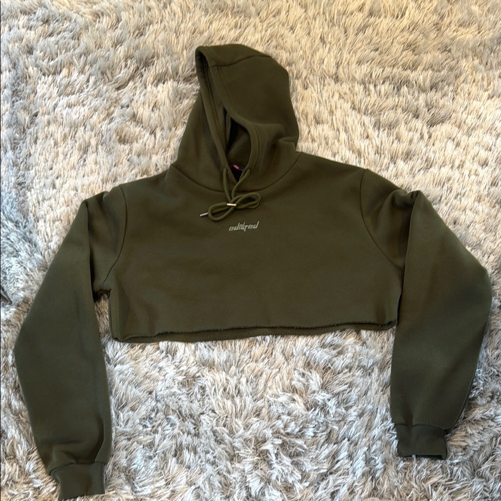 Edikted Forest Green Cropped Hoodie